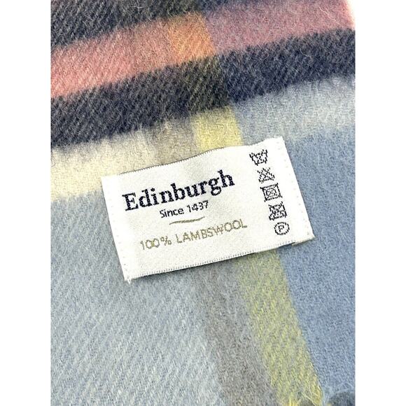 Edinburgh Fringe Scarf Lambs Wool Tartan Plain Multicolor Size 68” X 10” - Picture 3 of 3